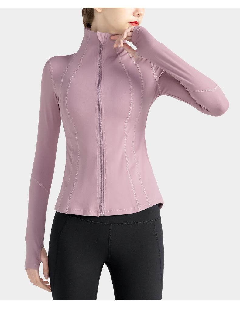 2023 Spring/Autumn Slim Fit Yoga Jacket: Long Sleeve, Stand Collar, Zip-Up for Running & Training