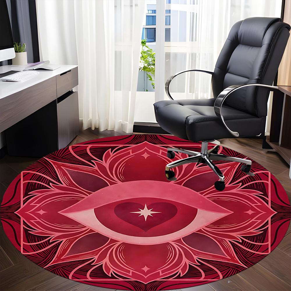 1pc Eye Heart Office Round Area Rug,  Mat Suitable For Office, Under Office Chairs Bedroom Living Room Home Decor, Room Deco