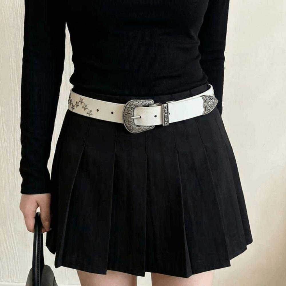 Rivet Western Studded Belt Gothic Star Waistband Fashion Y2K Punk Belt Music Festival