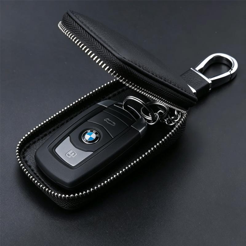 sticker Metal Logo Leather Key Case Secure Waist Hanging Car Key Storage For BMW Performance F30 F20 F10 F40 E92 E91 G20 G30 G06