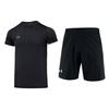 Solid Color Breathable Short Sleeve T-Shirt And Stretch Shorts Casual Sports Set Men Sets Black 23500506-001+22500214-001