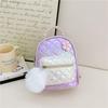 Gradient Backpack Kids With Pearl Handheld Plush Ball And Decoration Flower