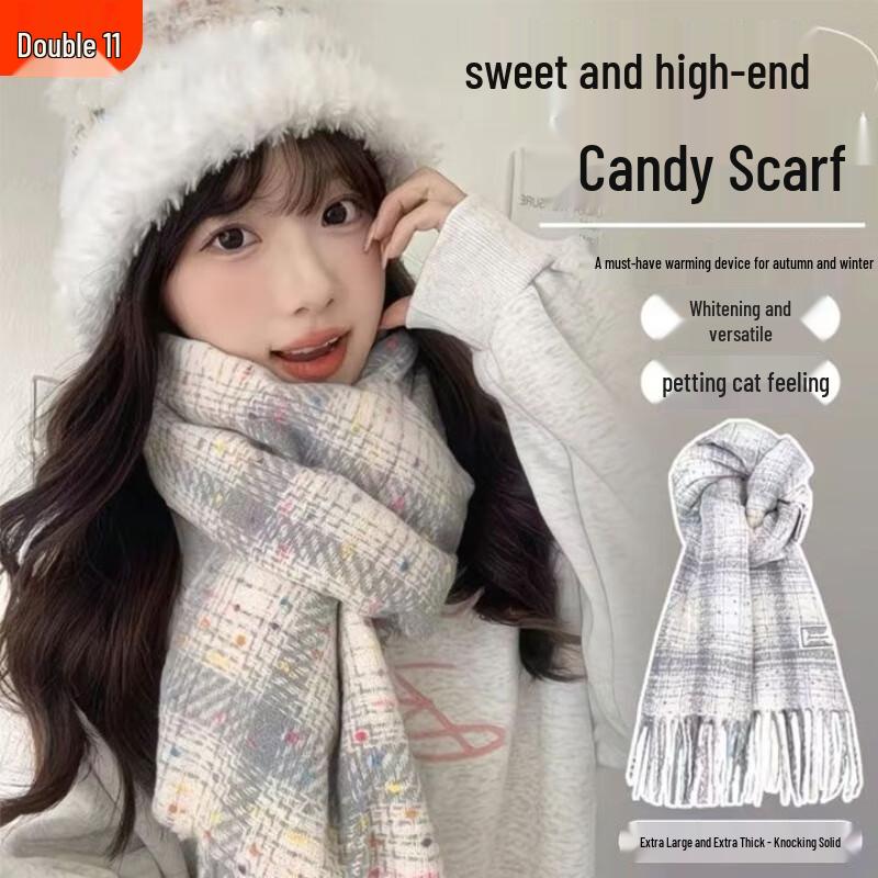 Dusenna Women's Plaid Tassel Scarf