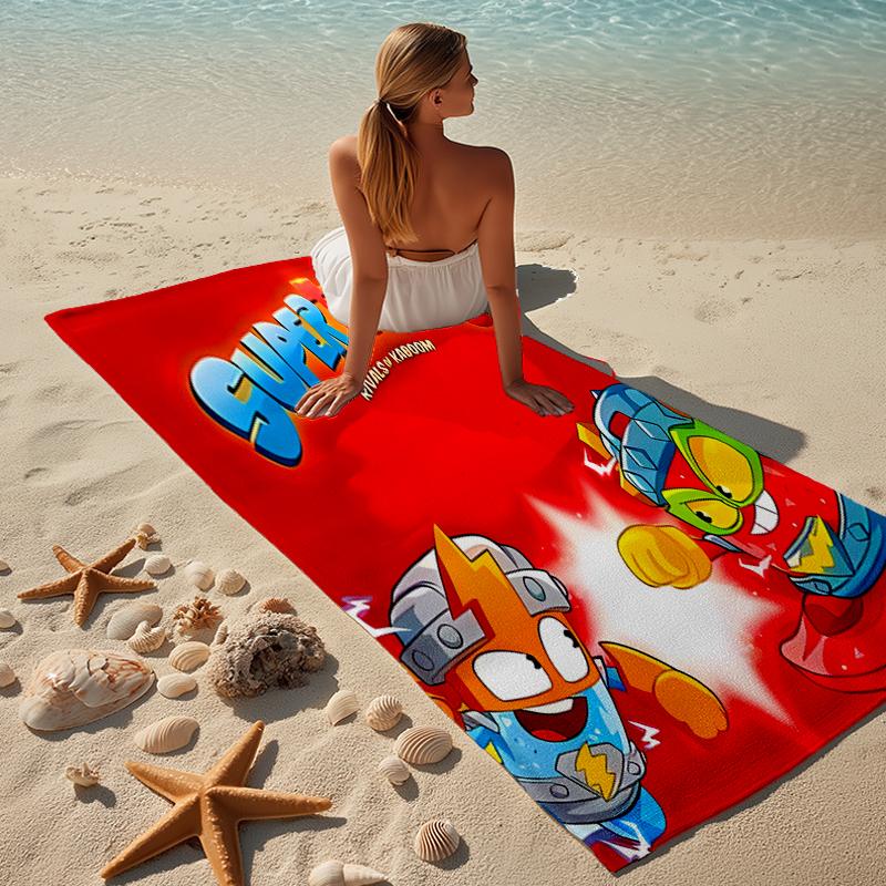 proof beach towel with a Superthings2 pattern - soft,absorbent,quick-drying,machine washable - perfect for swimming,camping,bathing