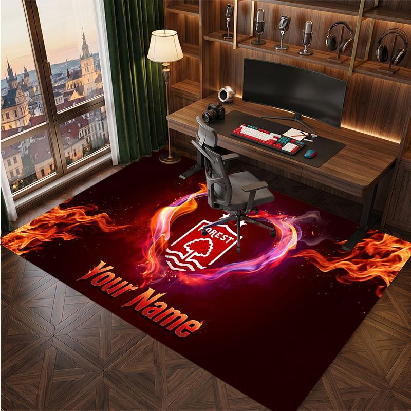 Nottingham Forest Custom Crystal Velvet Rug, Personalized Name Text Print, Football Logo Soft Non‑Slip Floor Mat Home Decor Gift