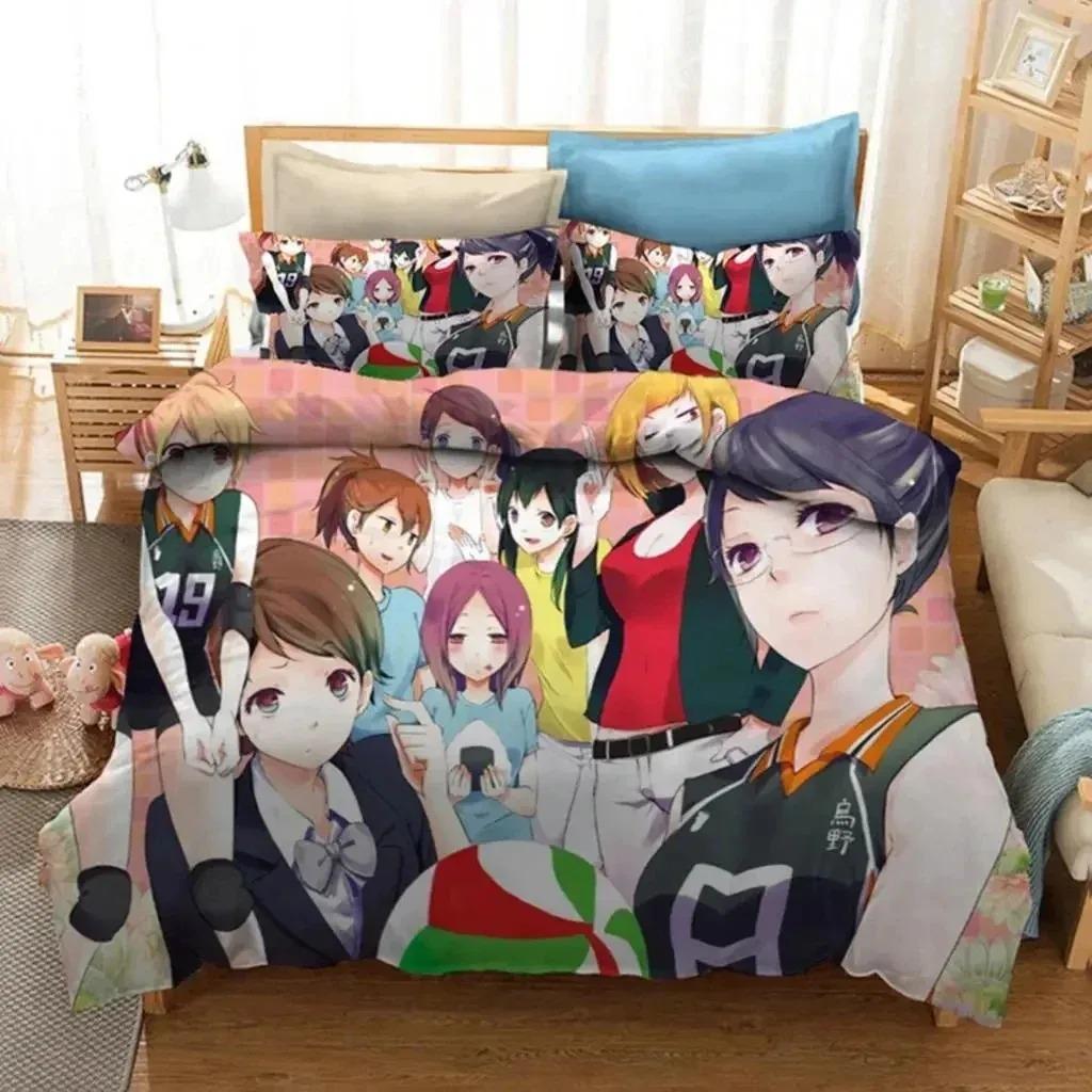 Комплект постельного белья с принтом в виде аниме Haikyuu и мультфильма «Волейбол», для мальчиков, пододеяльник, односпальный, двуспальный, роскошное постельное белье для детей и подростков, подарок