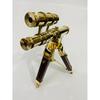 Nautical Brass Double Barrel Telescope With Wooden Tripod Stand - Vintage Navy Ship Telescope - Marine Spy Glass Telescope