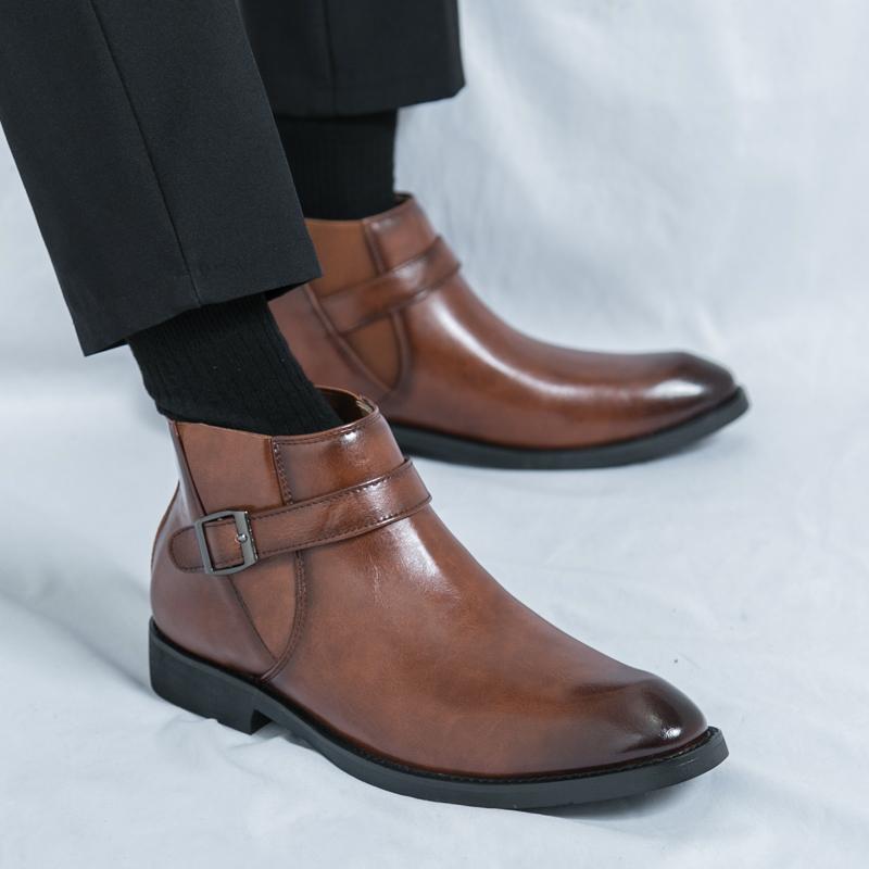 Мужские деловые ботинки челси из натуральной кожи 2024 года, модные ботинки с пряжкой, весна-осень, ботильоны для мужчин, комфорт, большие размеры 38-46