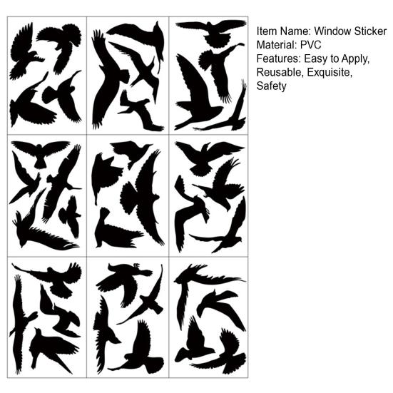 9Pcs Window Sticker Easy To Apply Reusable Bird Protection Stickers Exquisite Bird Safety Decal for Home