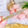 WWJ Classic Hand Jewelry Circle Golden Bracelet Shiny CZ Zirconia Bangle Elegant Female Party Jewelry Accessories Gift