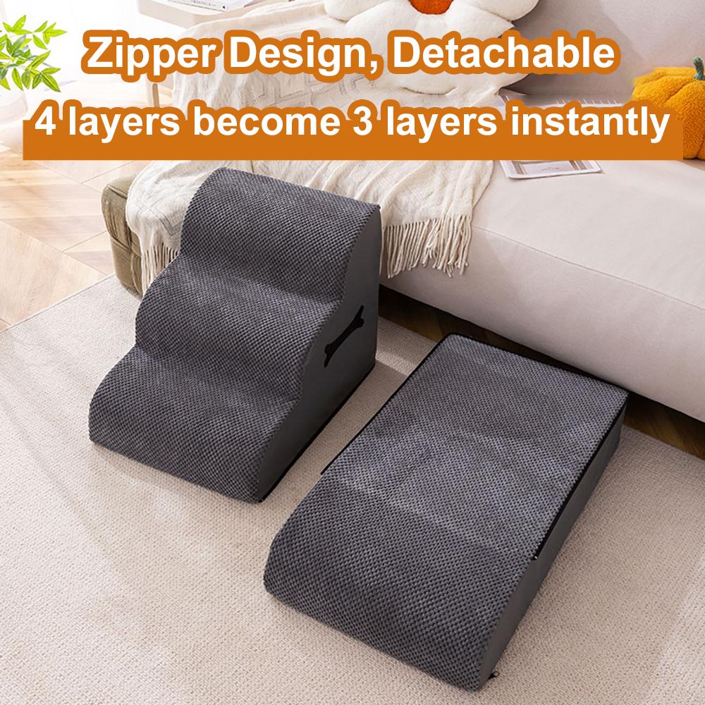 4-уровневая лестница для собак, нескользящая лестница для собак, рампа для высокой кровати и дивана, съемная сменная молния,