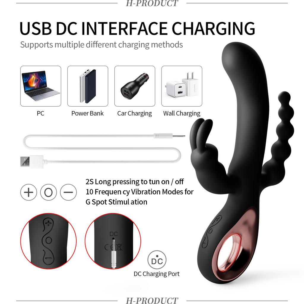 3 в 1 фаллоимитатор кролик вибратор для женщин G-Spot оргазм мастурбатор анальная пробка стимулятор клитора женская мастурбация секс-игрушки 18