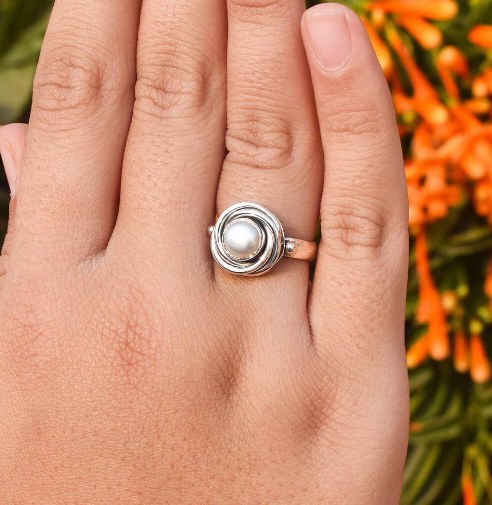 Dainty Pearl Ring: 925 Sterling Silver Jewelry, June Birthstone