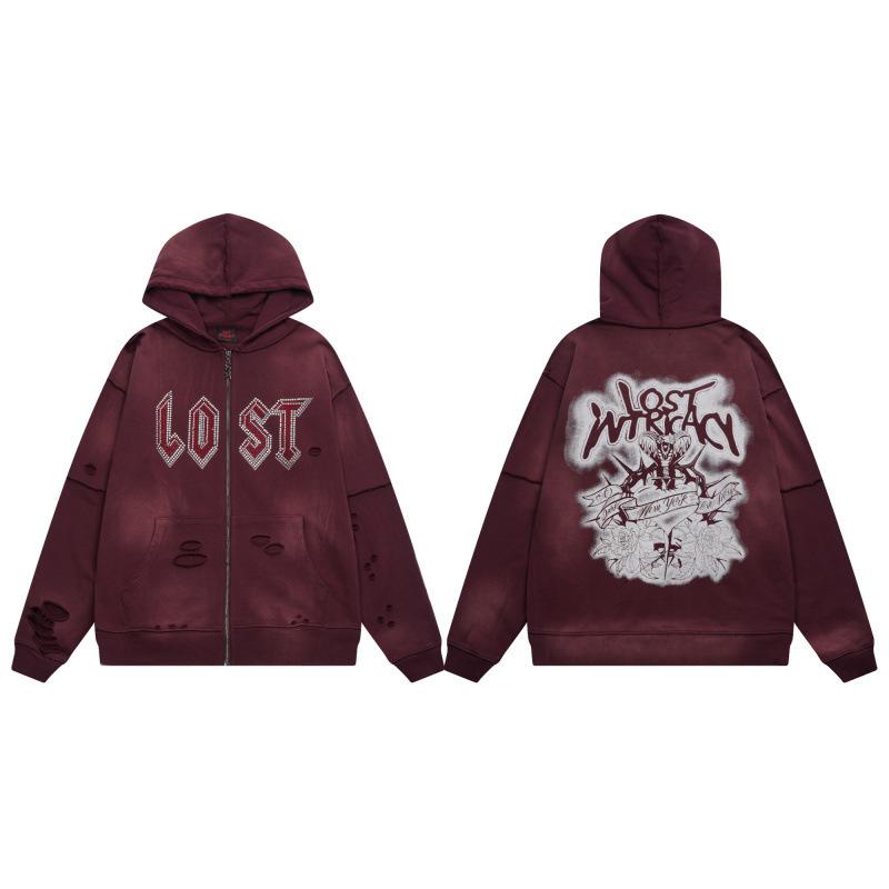 European and American tide brand hot diamond letter printing high street trend leisure street men's and women's leisure loose sweater trousers