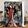 Geisha in Red Kimono Under Tree print blanket soft and cozy perfect for the living room bed sofa or a nap,gift