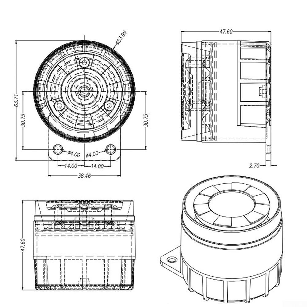 Внутренняя сирена 12 В постоянного тока, пластиковая труба, прочная настенная установка