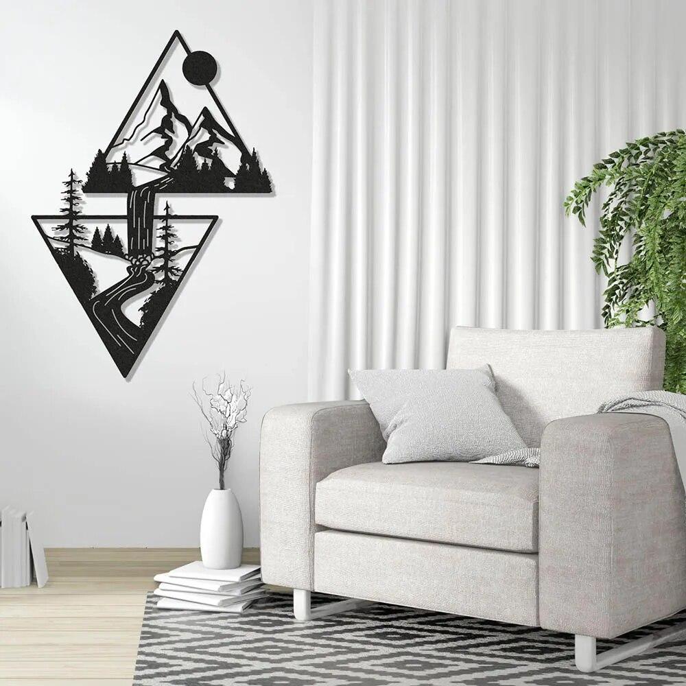 Scenery Theme Decor Wall Art Decorations Mountain Metal Wall Decor Wall Sign Metal Wall Triangle Wall Art for Room