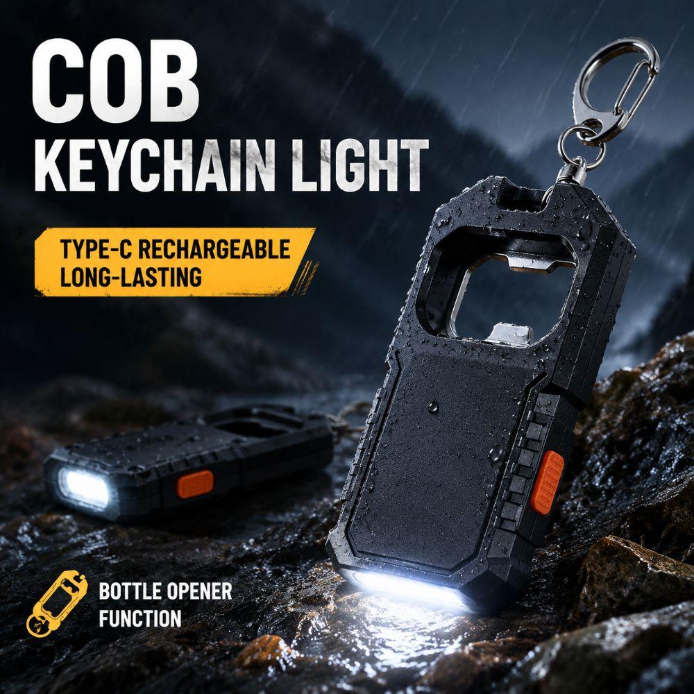 USB Rechargeable Working Light LED COB Emergency Lantern Keychain Flashlight Outdoor
