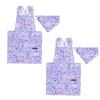 Back Cross Apron Water Repellent No Iron Airy Shower with Flower Pattern 2 Piece Set Girls Cute Kids Apron Triangle Scarf Set