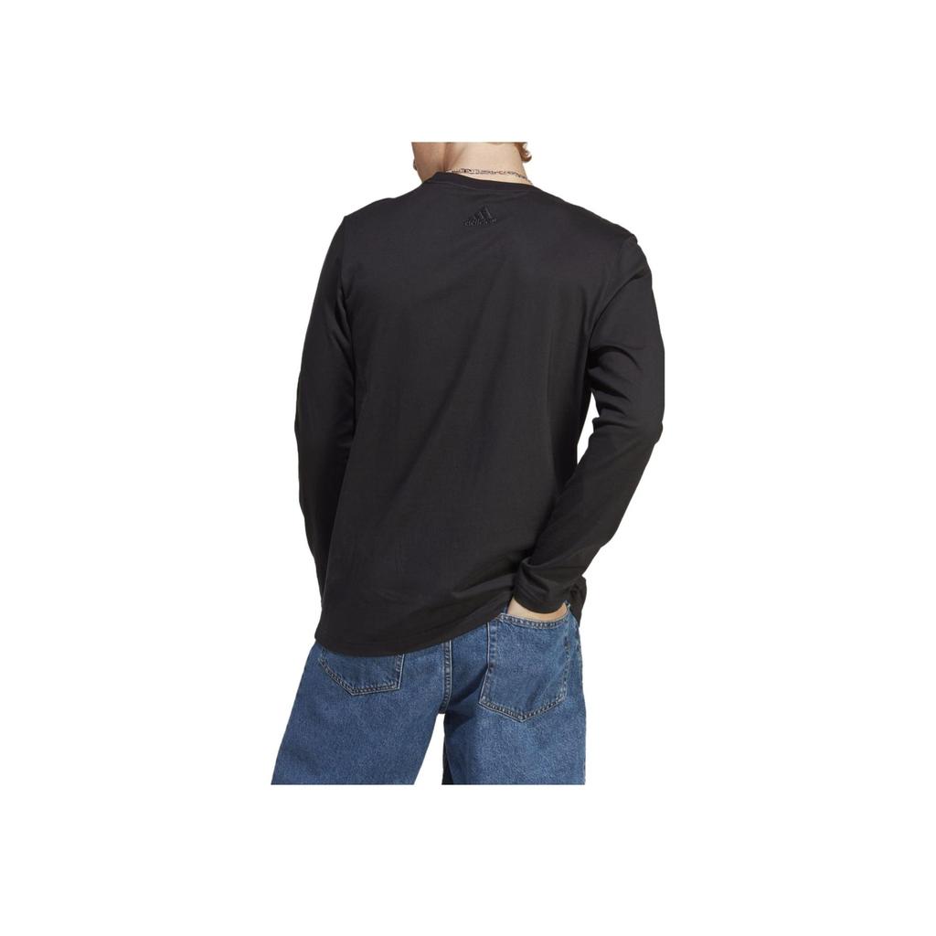 Adidas Round Neck Pullover Long Sleeve T-Shirt With Front Logo Print Men Tops Black IC9308