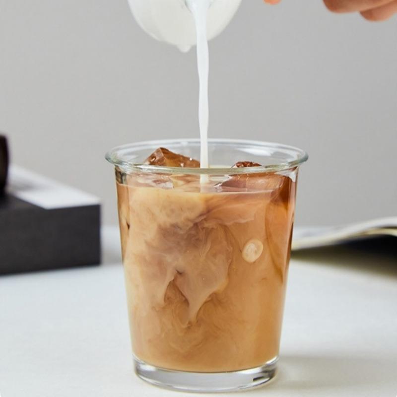 2pcs Transparent Glass Christmas Cups 360ml for Cappuccino, Tea, Espresso Latte, Juice, Milk, Iced Americano, French Flip Cup