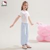 Hello Kitty Girls' Summer Outfit 2025 New Stylish Fashionable Children's Short-Sleeve T-Shirt for Older Girls with Mosquito-Repellent Pants