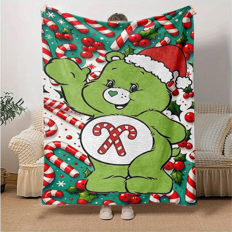1Pc Christmas Candy Bear Blanket Soft And Comfortable Casual Warm Camping Travel Christmas Halloween Gift M292110