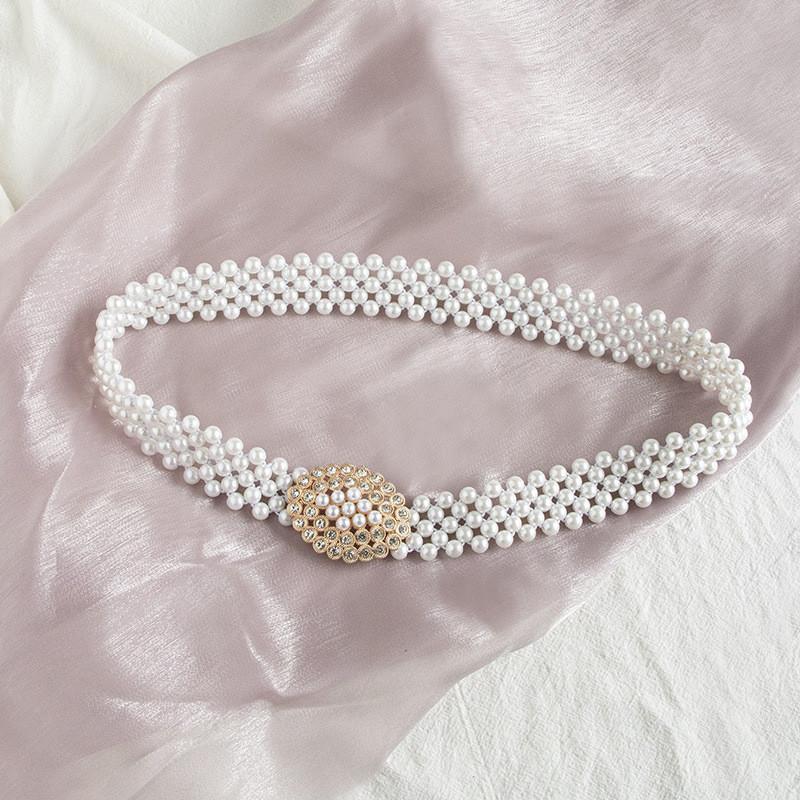 Korean Style Pearl Belt For Females With Stretchable Design For Dress Night Out