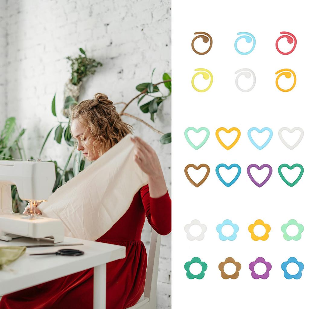 60/80/160/240 шт. маркеры для вышивания в форме сердца и цветка, стопоры для вышивания, маркеры для фиксации крючком, кольца для вязки