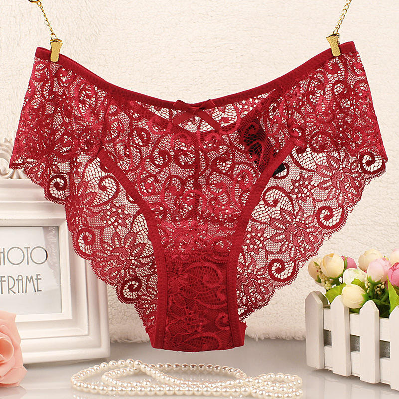 Mid-Waist Panties Women's Briefs Women's Seamless Lace High-End Sexy