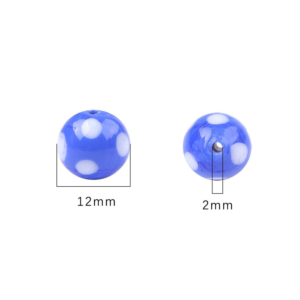 2 шт. Круглые цветные стеклянные бусины с точками ручной работы для изготовления ожерелий, браслетов, серег и другой бижутерии