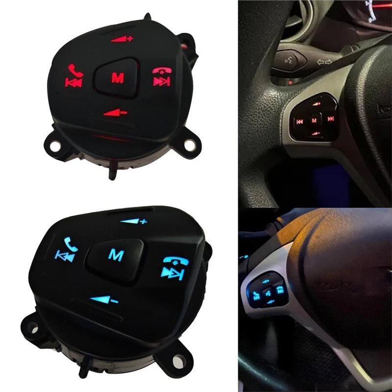 Steering Wheel Volume Control Switch Button Left For Ford Fiesta MK7 MK8 Ecosport 2013 2014 2015 Red Backlight