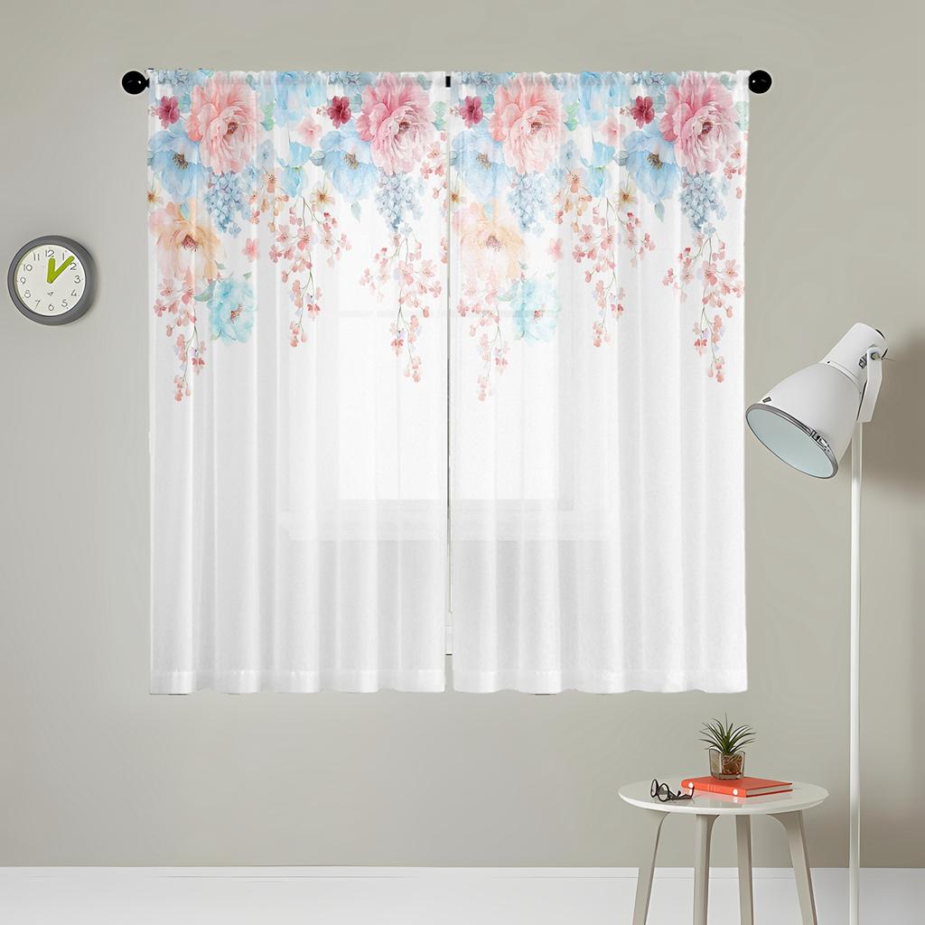 Двухсекционные шторы с принтом пионов в стиле HD, стиль домашнего декора, гостиная, спальня, эффект занавески через штангу