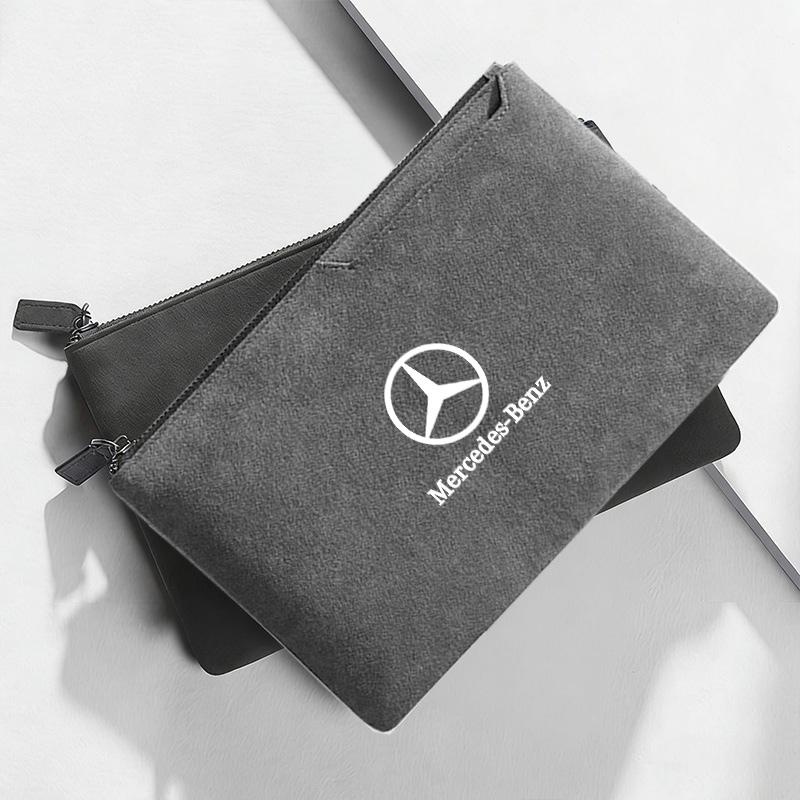 JVC4 Suede Car Driving Document Bag Credit Cards Storage Bag ID Cover For Mercedes Benz W204 W205 W212 W213 W221 GLA GLC CLK GLA AMG