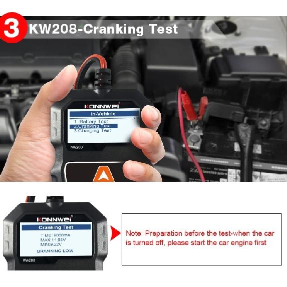 KONNWEI KW208 Car Battery Tester 12V 100 to 2000CCA Cranking Charging Circut Tester Battery Analyzer 12 Volts Battery Tools 2026