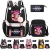 3Pcs/set K-pop Demon Hunters Printed Backpack with Shoulder Bag Pencil Case for Teenager Girl Boy Bookbag Large Capacity Travel Bag Kid Gift Rucksak