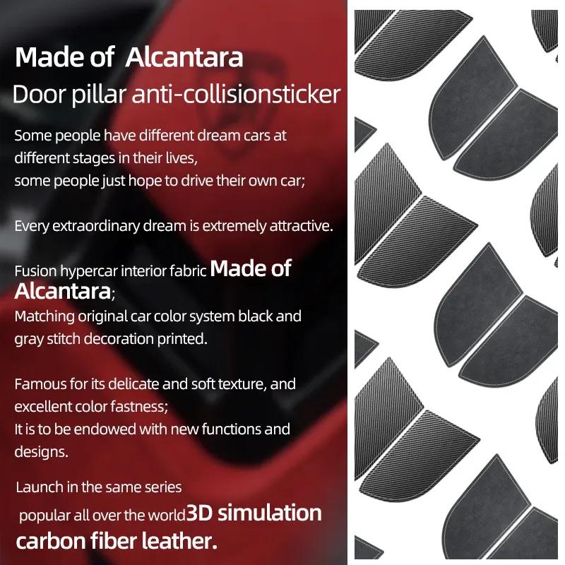 Betterhumz For Tesla Model Y Juniper Model 3 Highland Made of Alcantara Door Pillar Anti-collision Trim Sticker Car Accessories