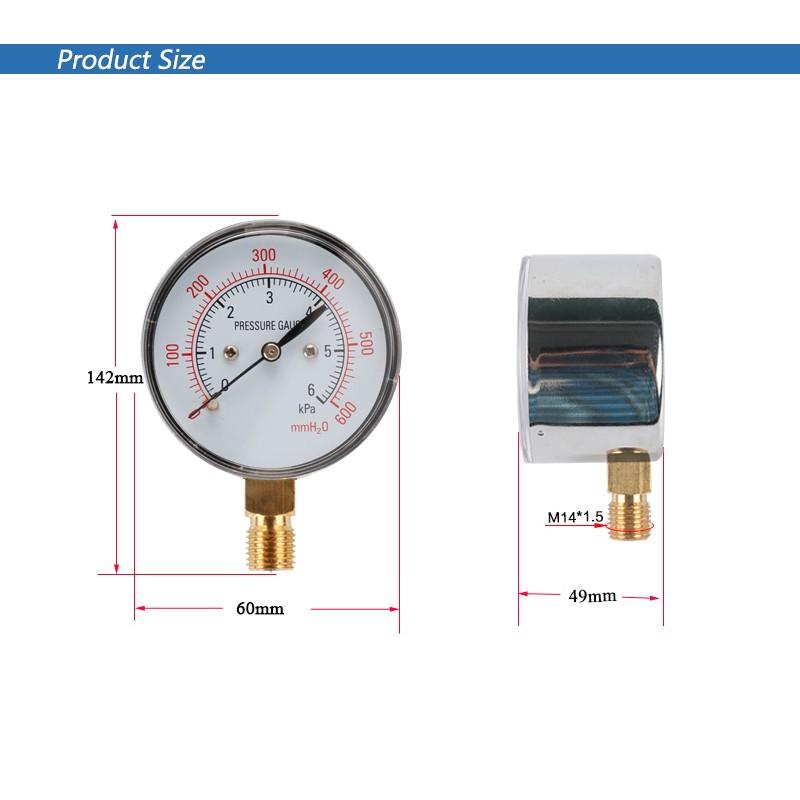 ELECALL YE-60 Air Diaphragm Pressure Gauge 0~6KPA Phosphor Bronze Film Box Pressure Gauge Positive Pressure Meter