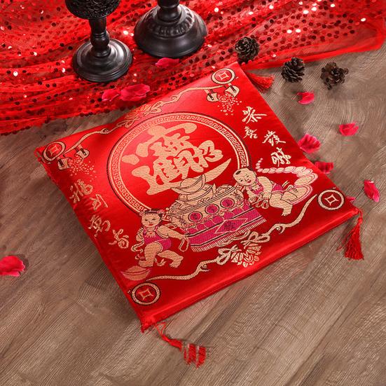 Seat Cushion Washable Tassel Design Chinese Style Embroidered Pain Relief Bay Window Cushion Photo Props
