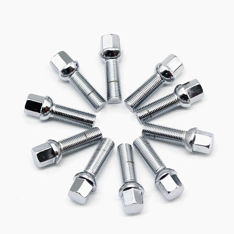 10 piece 35/40/45/50/55/60/65mm lengthen Steel Wheel Bolts M14 x 1.5mm WHEEL NUTS SEAT SUIT FOR VW Volkswagen