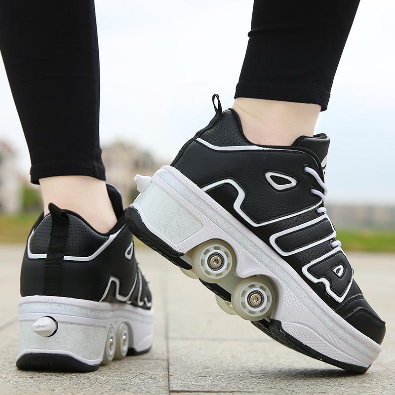Раздвижные Деформируемые Роликовые и Ледовые Коньки для Взрослых и Детей - Двухрядный, Четырехколесный Дизайн, Невидимые Роликовые Коньки для Мужчин и Женщин.