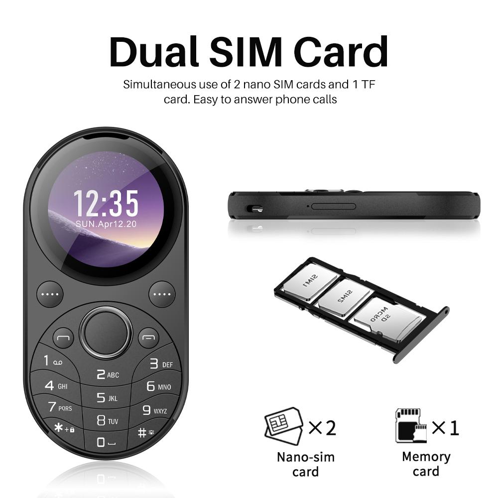 Mini Oval Small Phone, Dual SIM GSM 1.39-inch Screen Speed Dial Vibrating Frequency Modulation Radio Type-c