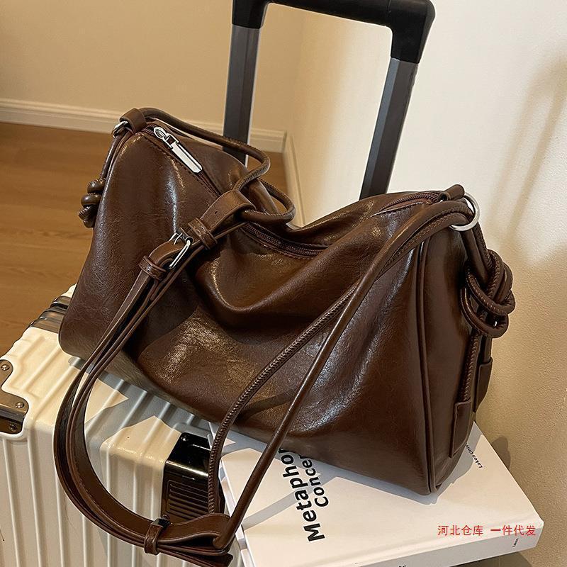Ретро женские сумки осень зима большая вместимость простая однотонная сумка через плечо модная сумка из искусственной кожи для поездок на работу через плечо
