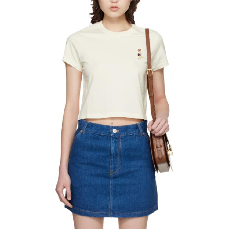Maison Kitsune Embroidered Patch Crew Neck Short Sleeve T-Shirt Women tops QW00113KJ70260443