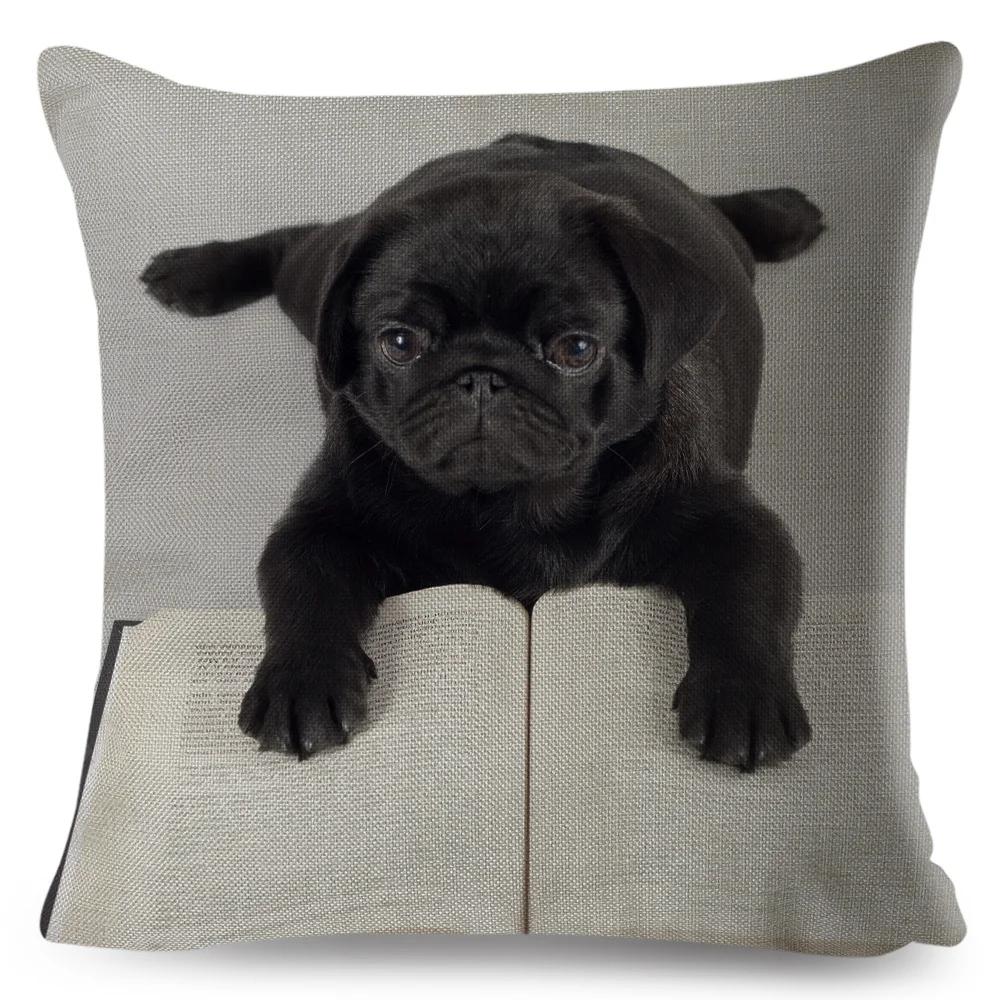 Both Sided Pug Dog Print Cushion Cover Decoration Pet Animal Pillow Case for Sofa Home Car Linen Pillowcase 45x45cm