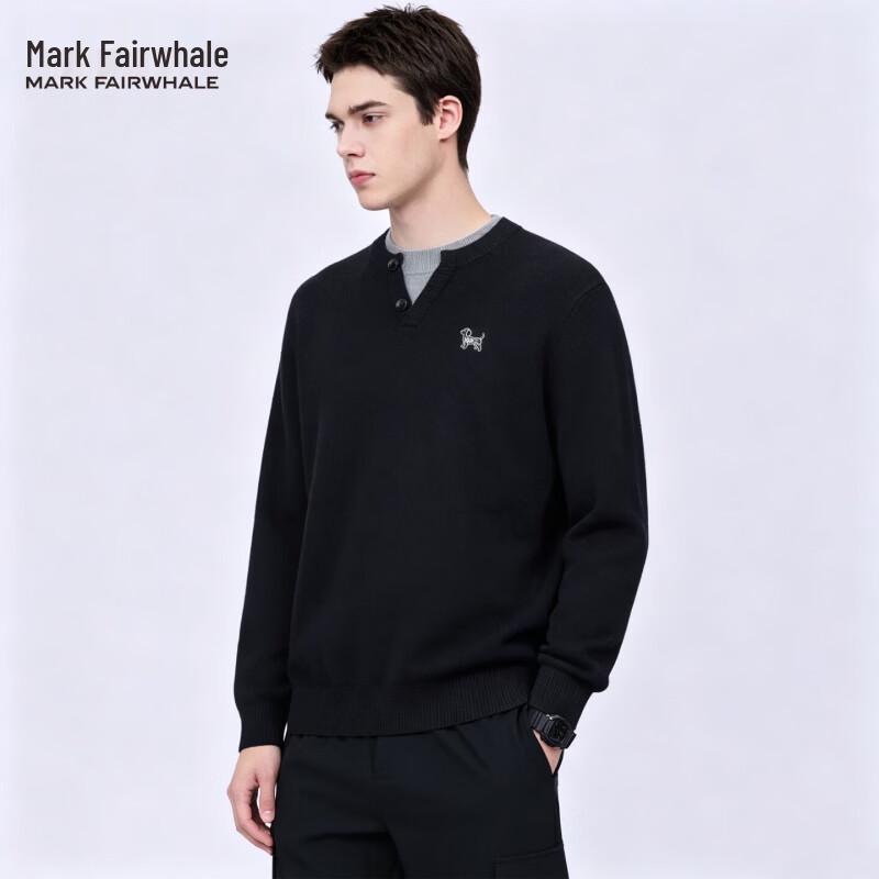 Mark Fairwhale Мужской вязаный свитер-обманка с воротником-хенли