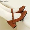 Fashion Spring High-heeled Shoes Women Buckle Thick High Heels Platform Mary Janes Ladies Pumps Footwear Vintage Party Wedding Pumps