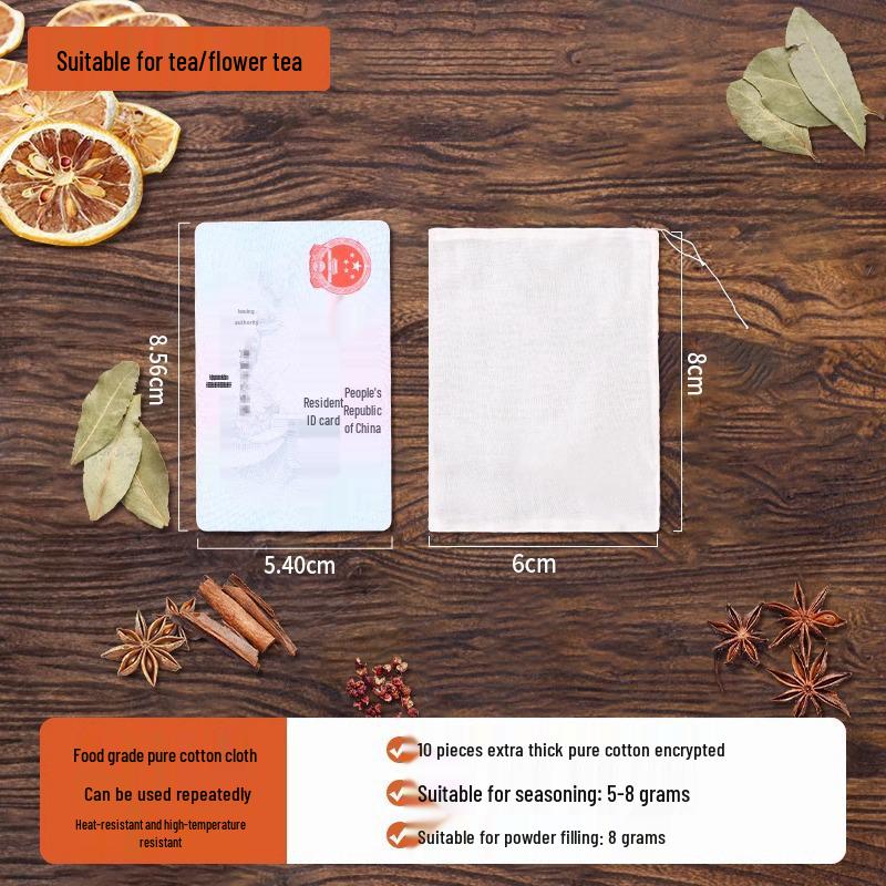 Мешочек для специй из чистой хлопковой марли: Многоцелевой фильтр для тушения, отваривания, супа, рыбы и чая.