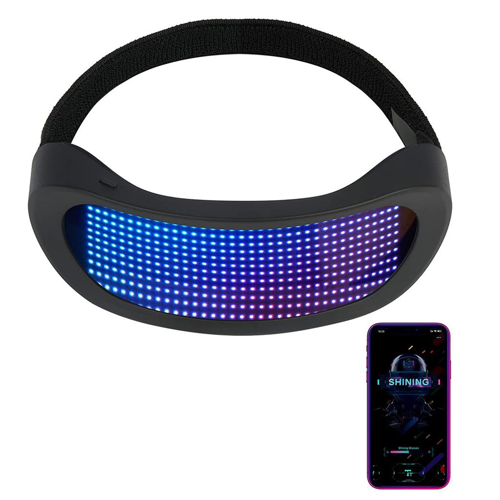 LED Smart Glasses Support APP Control, Party Bluetooth Glasses for Birthday, Bar, Flashing Display DIY Animation, USB Rechargeable Shining Glasses