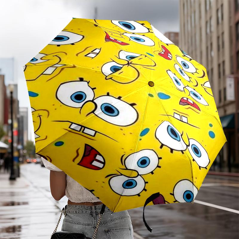 Sponge Expressions Pattern Umbrella 8-Frame for Travel, camping, Casual Lightweight Portable Umbrella, Essential for every family Holidays Gift